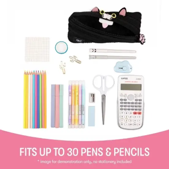 ZIPIT Cat Pencil Case, Cute Black Pouch for Girls image {4}