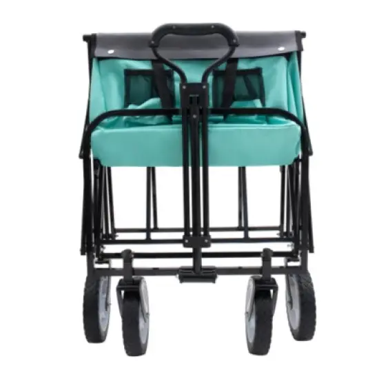 FURNIinspire Outdoor Serving Carts 360lbs Collapsible Foldable Wagon Cart with strapping system for Camping Shopping, Blue, 35.04"*21.65"*38.98" image {3}