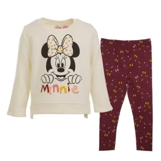 Disney Minnie Mouse Girls Fleece Sweatshirt and Leggings Outfit Set Little Kid to Big Kid image {14}