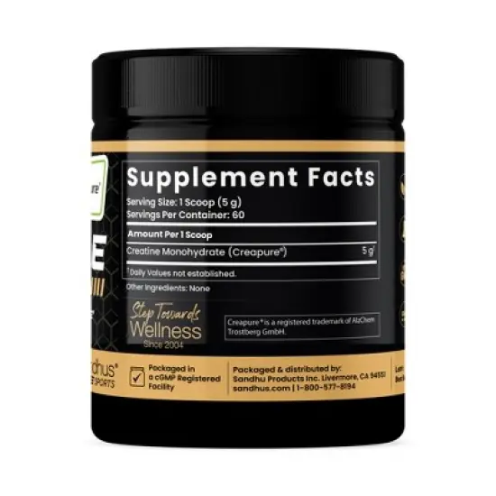 Sandhu's Creapure German Creatine Monohydrate Powder Supplements for Men & Women, Unflavored, 60 Servings, 300 gms, Supports Lean Muscle Building image {1}