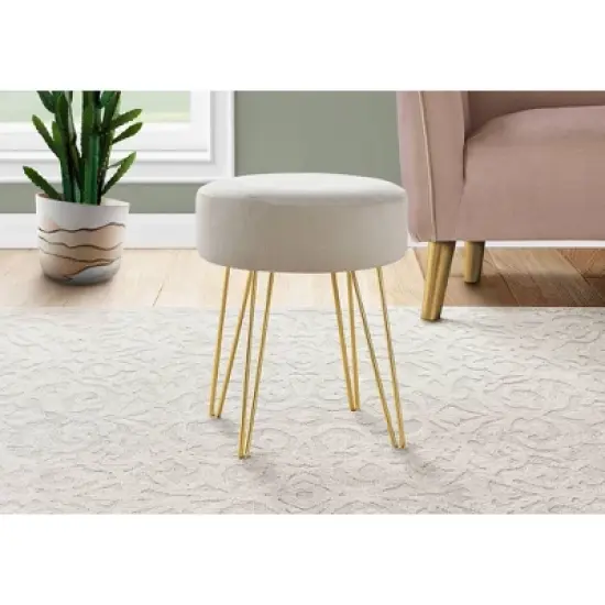 16" Round Upholstered Ottoman with Hairpin Metal Legs - EveryRoom image {1}