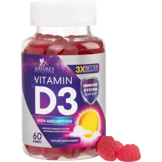 Vitamin D3 Gummies - Extra Strength 125mcg 5000IU Supplement for Adults and Kids - 60 Gummies;120 Gummies image {10}