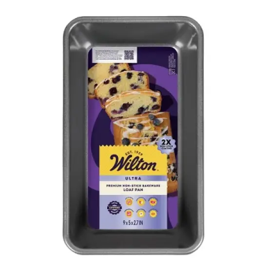 Wilton 9"x5" Nonstick Ultra Bake Professional Loaf Pan: Steel Bread & Meatloaf Pan, Dishwasher-Safe, Gray image {1}