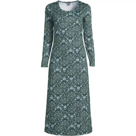 Lands' End Women's Cotton Long Sleeve Midcalf Nightgown image {3}