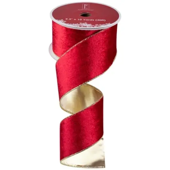 Northlight Club Pack of 12 Red and Gold Wired Christmas Craft Ribbon Spools 2.5" x 120 Yards image {6}