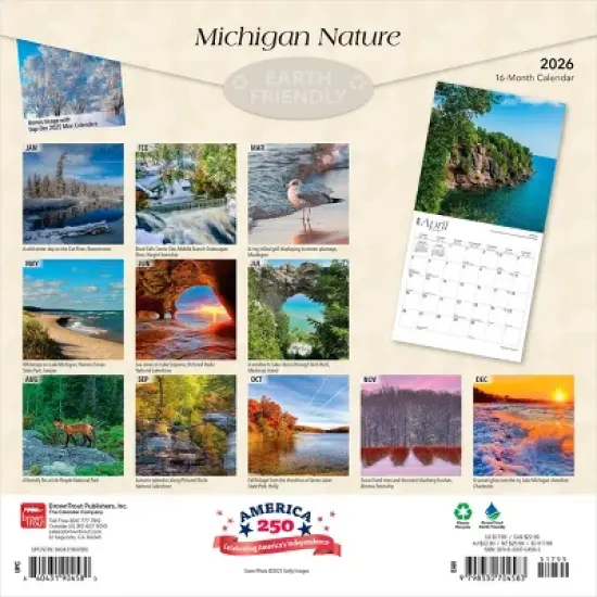 BrownTrout Michigan Nature 2026 12"x24" Hanging Square Wall Calendar Plastic-Free image {1}