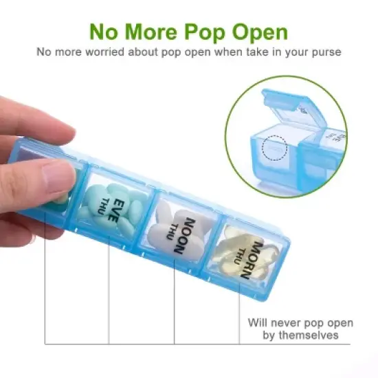 Sukuos 7-Day Pill Organizer, Large Moisture-Resistant Cases - Rainbow Colors image {3}