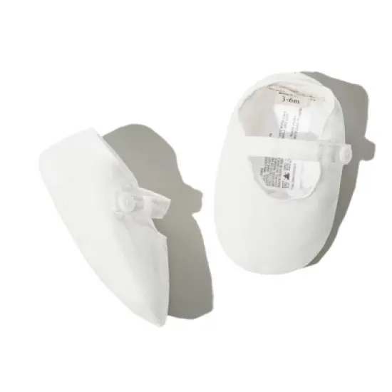 Hope & Henry Baby Linen Button Strap Soft Shoe, Soft White Linen Strap, 0-3 Months image {1}