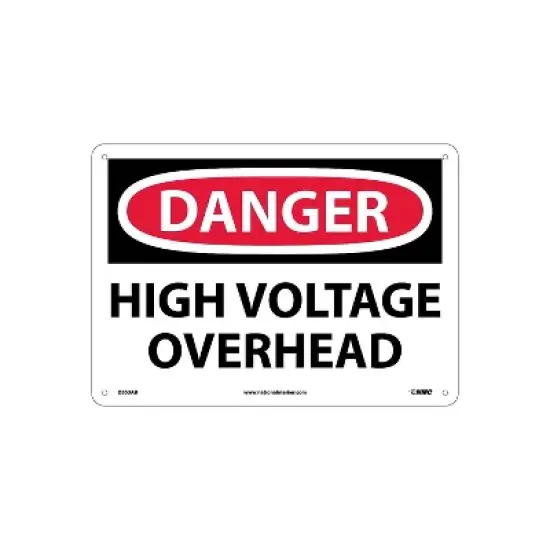 National Marker High Voltage Overhead 10X14 .040 Aluminum Danger Sign D553AB image {1}