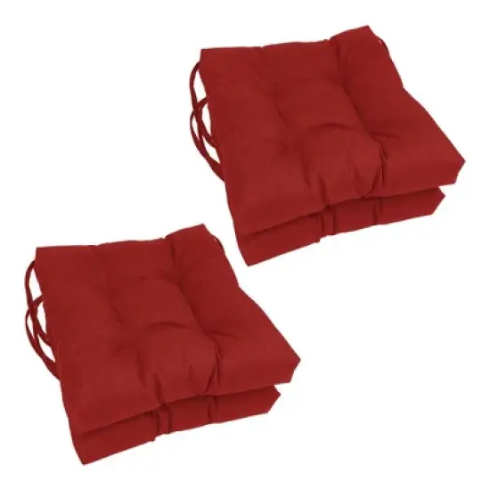 Blazing Needles, 16-inch Spun Polyester Solid Outdoor Square Tufted Chair Cushions (Set of 4) image {12}