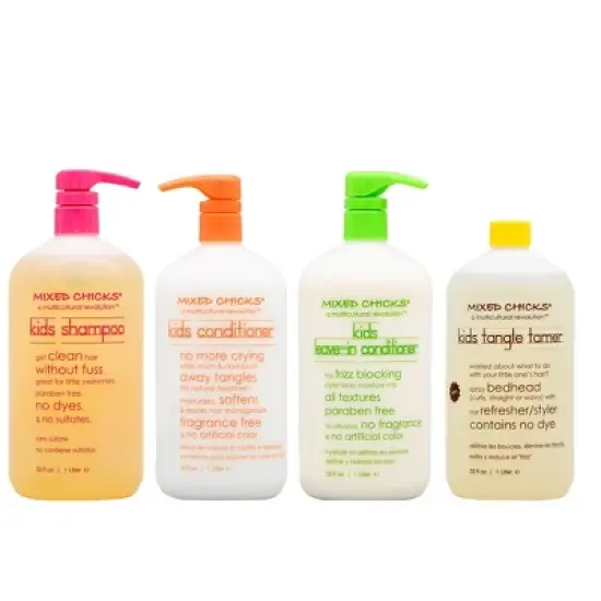 Mixed Chicks Kids (33 oz XXL LITER) Shampoo, Conditioner, Leave In Conditioner & Tangle-Tamer (4 piece Hair SET KIT) for Children image {5}