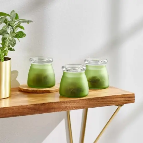 Libbey BudShield Green Storage Jar with Lid, 4.5-ounce, Set of 3 image {1}