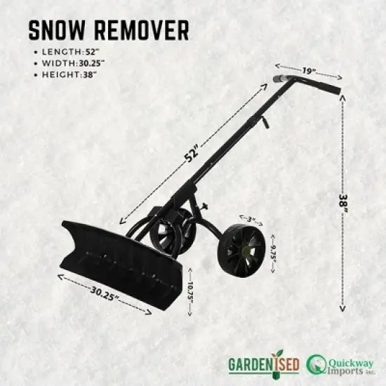 Gardenised Extra Wide 36 in. Snow Shovel Plow Pusher Remover with Large Rugged Wheels, Heavy Duty, Black image {5}