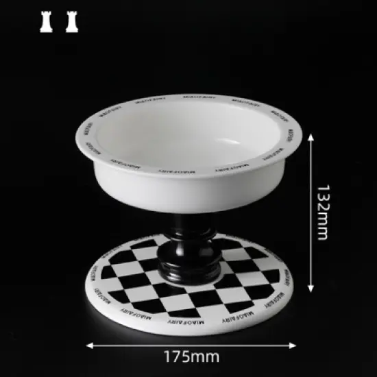 FairyLand&trade; - Elevated Ceramic Pet Bowl &ndash; Black & White Chess Design, Anti-Slip, Ergonomic Raised Feeder (6.9" Wide, 5.2" Tall) image {6}