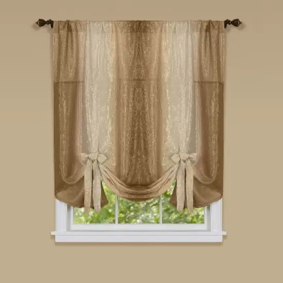 GoodGram Royal Ombre Crushed Semi Sheer Tie Up Single Window Curtain Shade image {8}