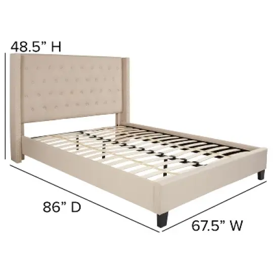 Merrick Lane Upholstered Platform Bed with Button Tufted Headboard image {6}