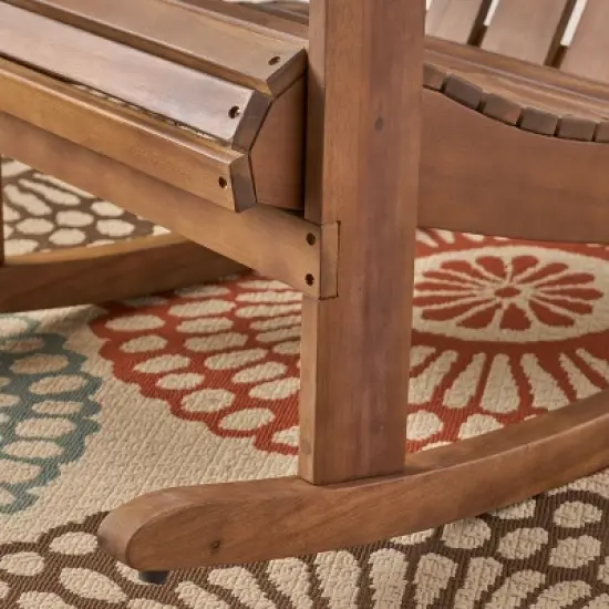 GDFStudio Cara Outdoor Acacia Wood Adirondack Rocking Chair image {3}
