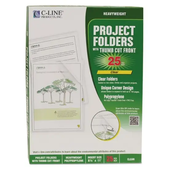 C-Line Specialty Project Folders, Letter Size, Clear, 25/Box image {4}