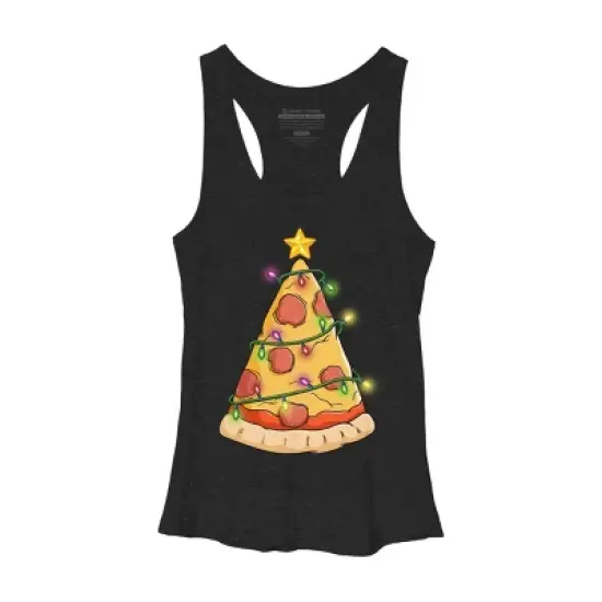 Women's Design By Humans Pizza Christmas Tree By leroystubbles Racerback Tank Top image {3}