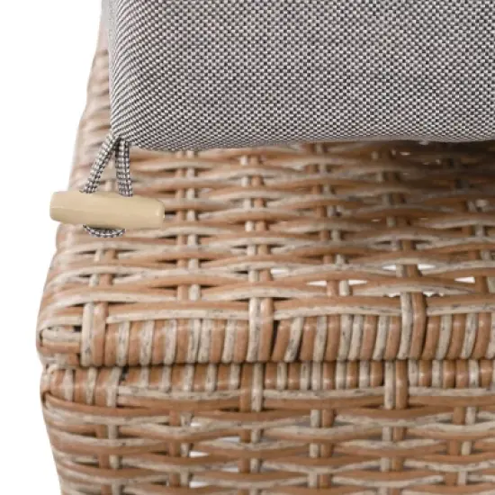 PDTEND 5-Piece Outdoor Patio Wicker L-Shaped Conversation Sofa Set with Cushions, 2 Extendable Side Tables, Dining Table, Washable Covers image {8}