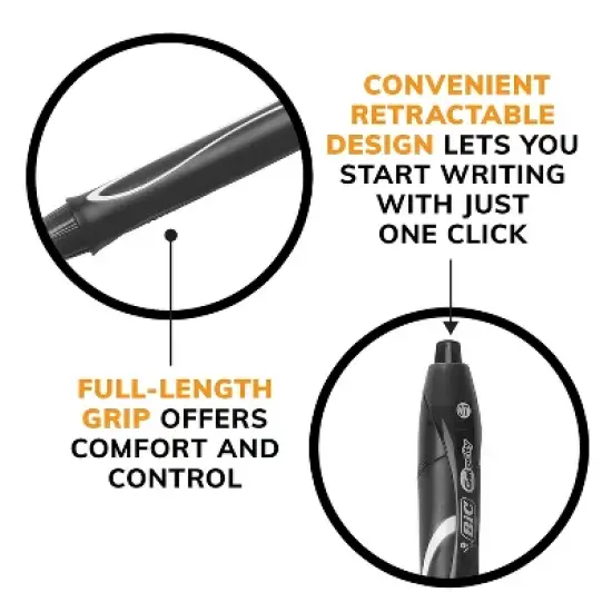 BIC Gel-ocity Quick Dry Retractable Gel Black Ink Medium 1 Dozen RGLCG11BK image {4}