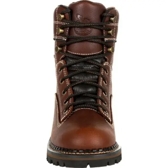 Georgia Boot AMP LT Logger Women's Brown Alloy Toe Waterproof Low Heel Logger Boot image {2}