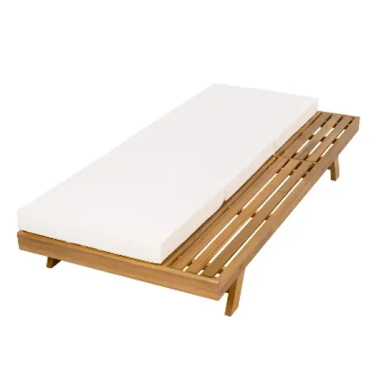 Christopher Knight Home Dawn Patio Rustic Acacia Wood Adjustable Chaise Lounge with Water-Resistant Cushion image {5}