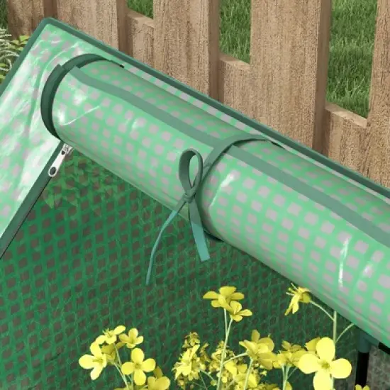 Outsunny Raised Garden Bed with Mini Greenhouse, Outdoor Planter Box image {5}