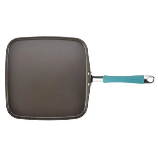 Rachael Ray Cucina Hard Anodized 11" Square Shallow Griddle Agave Blue Handle image {3}