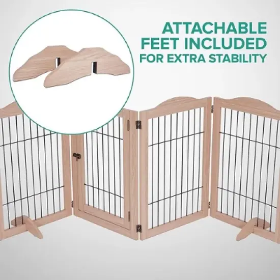 Arf Pets 30.5" Tall Freestanding 4-Panel Folding Dog Gate - Walnut image {1}