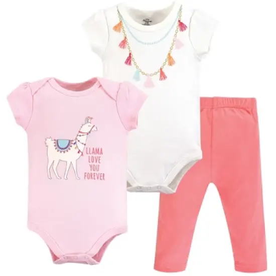 Little Treasure Baby Girl Cotton Bodysuit and Pant Set, Llama image {1}