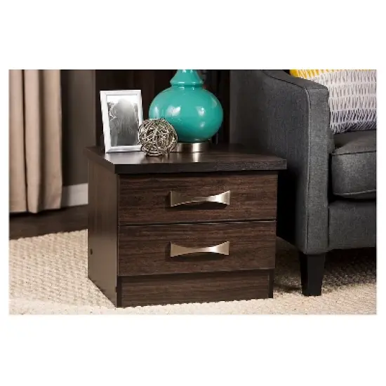 Colburn Modern And Contemporary 2 - Drawer Wood Storage Nightstand Bedside Table - Dark Brown Finish - Baxton Studio image {3}