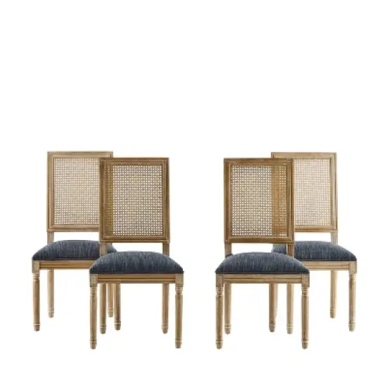 Christopher Knight Home Brownell French Country Wood and Cane Upholstered Dining Chairs (Set of 4) image {11}