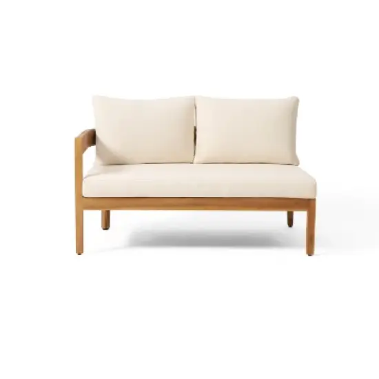 Christopher Knight Home Corwin 4-Seater Rustic Outdoor Acacia Sectional Sofa with Cushions image {5}
