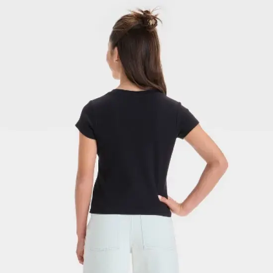 Girls' Short Sleeve Notched Neck Graphic T-Shirt - art class&trade; image {2}
