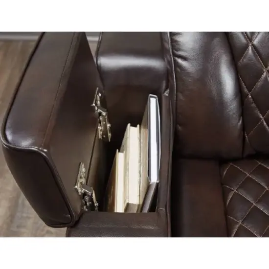 Warnerton Power Recliner Sofa with Adjustable Headrest Chocolate - Signature Design by Ashley image {5}