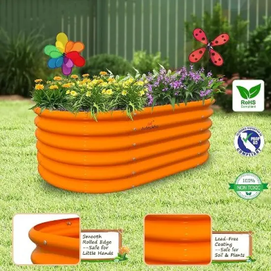 Anybear 3-Pack 40x24x18in Peach Orange Kids Oval Garden Bed image {1}