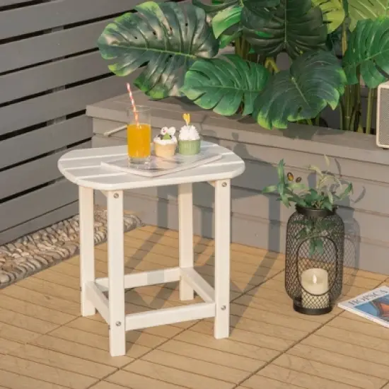 Costway 18'' Patio Adirondack Side Table Weather Resistant Garden Yard White image {2}