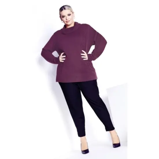 Women's Plus Size Rosie Cable Knit Sweater - iris | AVENUE image {1}