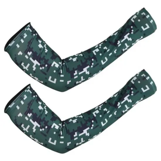 Unique Bargains Basketball Sports Camouflage Cooling Arm Elbow Compression Sleeve Green 1 Pair image {6}