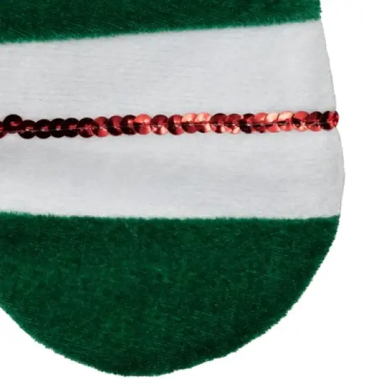 Northlight 18" Red and Green Velvet Sequin Stripe Christmas Stocking image {4}