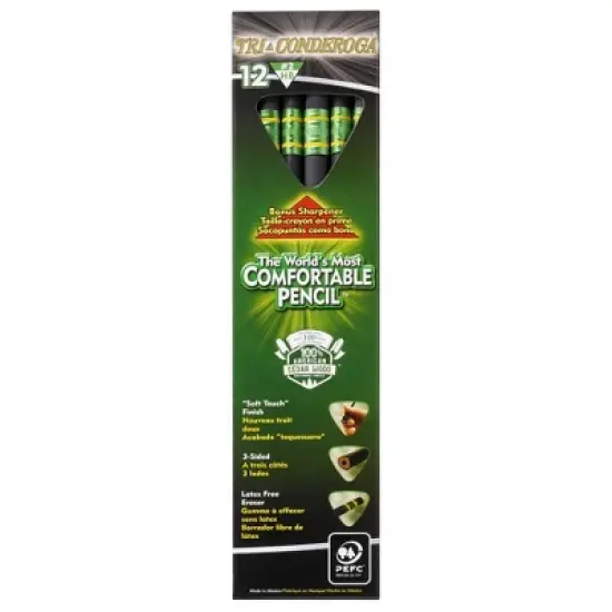 Ticonderoga&reg; Tri-Conderoga&trade; 3-Sided Pencils with Sharpener, 12 Per Pack, 2 Packs image {2}