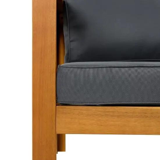 FIONECA Patio Conversation Set, 2 Acacia Wood Armchairs with Dark Grey Cushions & Side Table, Outdoor Leisure Set for Backyard, Lawn, Balcony image {15}