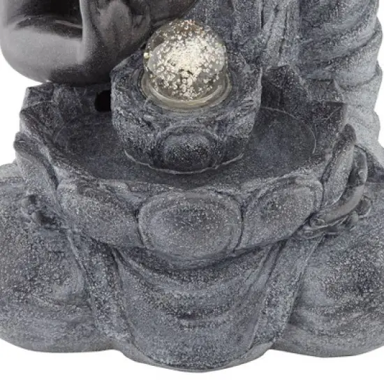 John Timberland Sitting Buddha Zen Outdoor Water Fountain with LED Light 28" for Yard Garden Patio Deck Porch House Exterior Balcony Meditation image {5}
