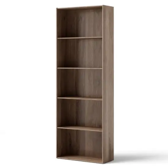 Costway 5-Shelf Storage Bookcase Stand Modern Multi-Functional Display Cabinet Walnut image {7}