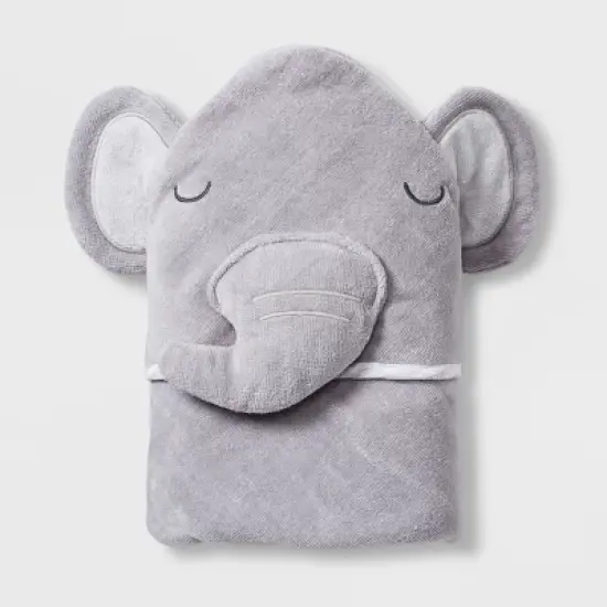 Baby Elephant Hooded Towel - Cloud Island&trade; Gray image {4}