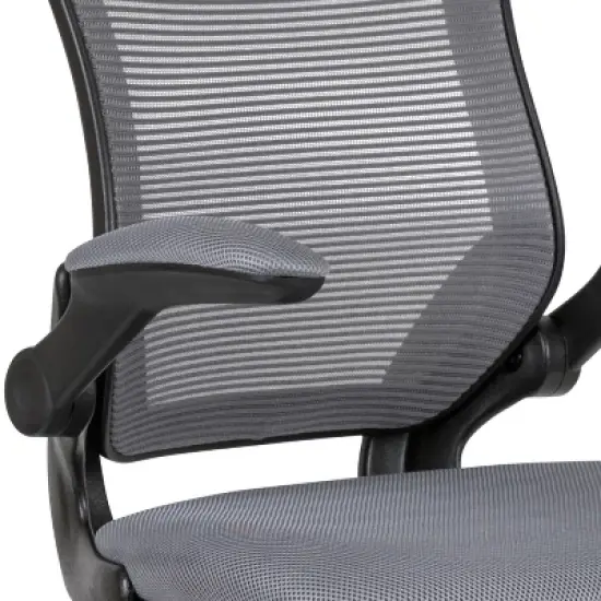 Flash Furniture Mid-Back Mesh Ergonomic Drafting Chair with Adjustable Foot Ring and Flip-Up Arms image {6}