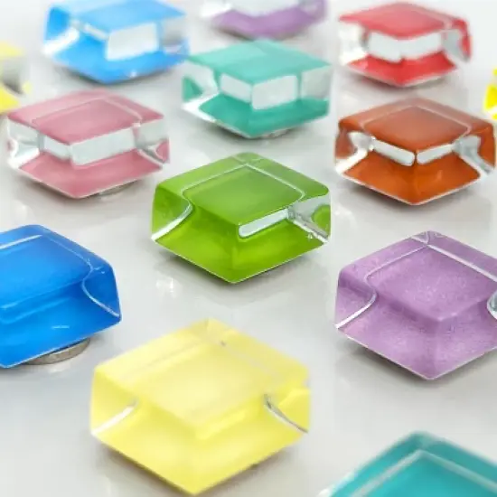 Wrapables Colorful Glass Cube Magnets, Refrigerator Magnets for Office Whiteboards, Cabinets, Lockers (Set of 24) image {3}