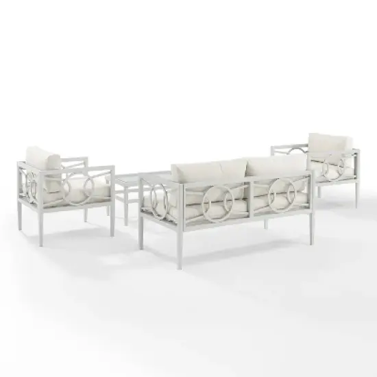 Ashford 4pc Outdoor Metal Conversation Set - Cream - Crosley image {7}