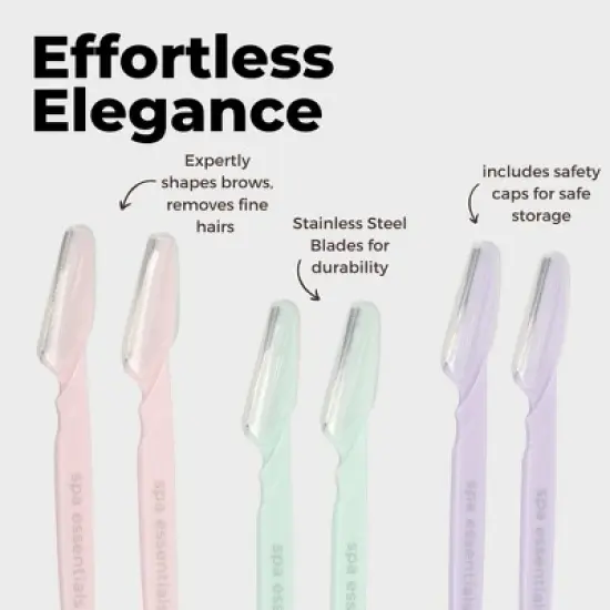 Spa Essentials 6-Pack Face and Brow Razors - Precision Facial Hair Removal and Eyebrow Shaping Tool Set image {2}